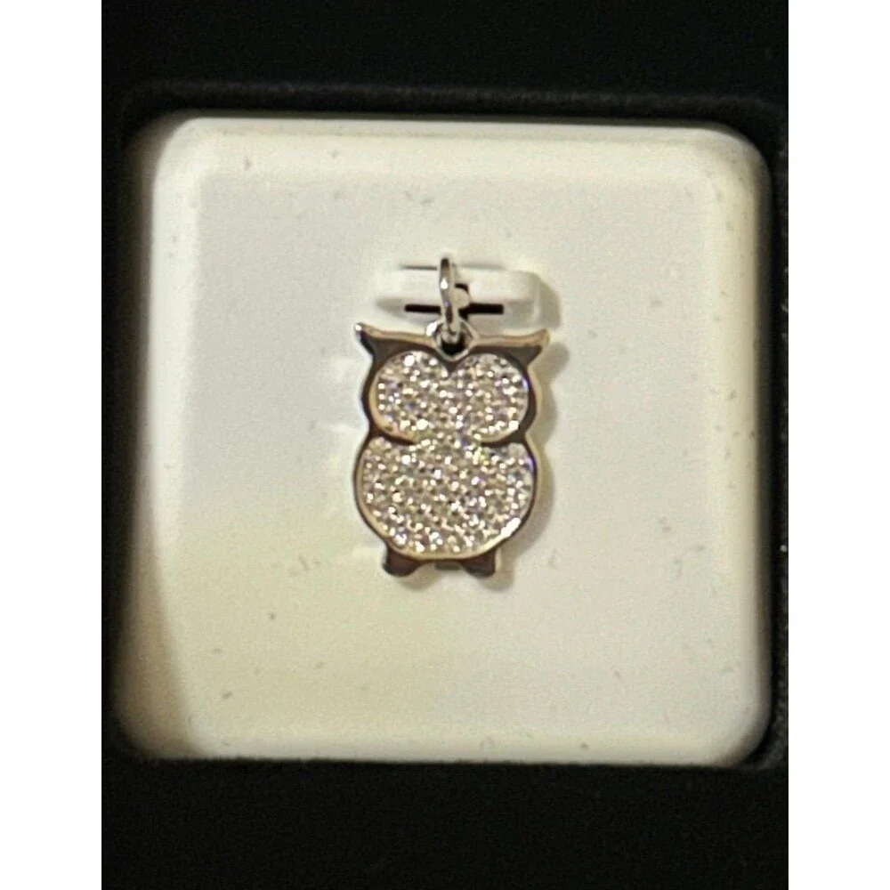 Adorable Sterling Silver & Moissanite Owl Pendant 1.0 CTW